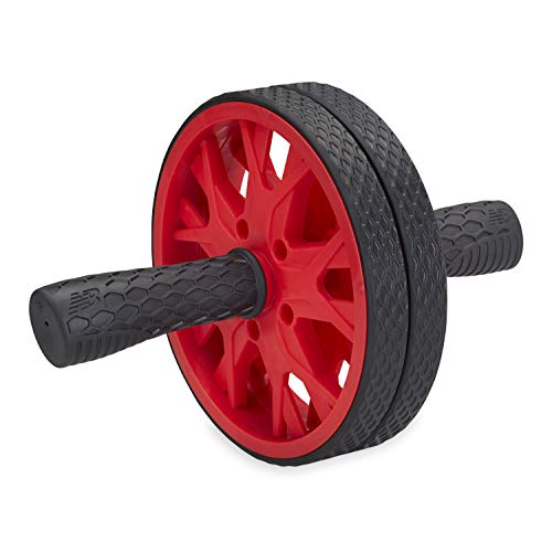 New Balance Ab Wheel - Abdominal Roller Trainer Non Skid Wheels with Sure-Grip Handles, Black/Red