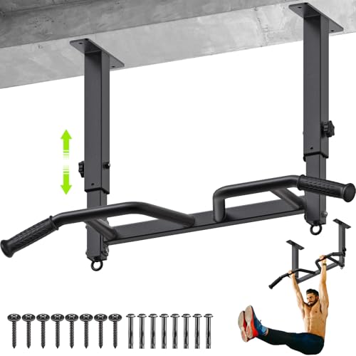 SELEWARE Heavy Duty Welded Pull Up Bar Wall/Joist/Ceiling Mount Chin Up Bar - color: F1: Black 24" Ceiling Mount Pull Up Bar