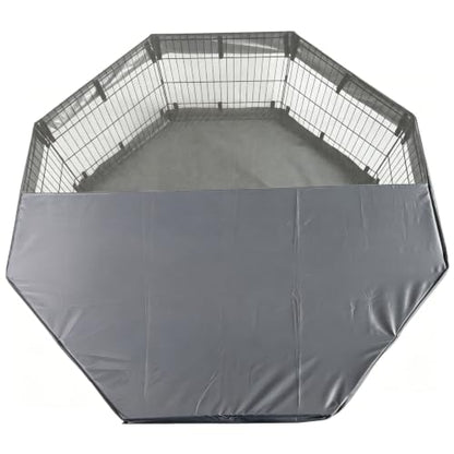 PJYuCien Puppy Playpen with Top Cover & Bottom Pad, 8 Panels 24" H, Gray - color: Gray, size: X-Small Pen: 24-Inch High