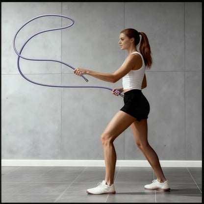 Flow Rope Exercise Jump Rope – 1.5lb Weighted Flow Jump Rope for Cardio, Boxing, HIIT & Upper Body Fitness – Adjustable Double Woven Workout Rope for Women, Beginners – Indoor & Outdoor Use