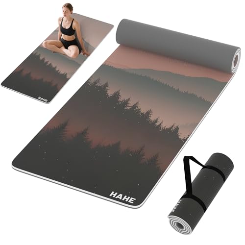 HAHE Yoga Mat Thick (8MM,1/3"), Eco-Friendly POE Non Slip Yoga Mat, High Rebound & Shock Absorption, Anti-Tear & Sweat-Resistant for Yoga, Fitness, Home, Workouts, Large Pilates Mats 72"x24" with Carrying Strap - color: Morning light