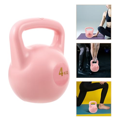 TOYANDONA 4kg Rose Water-resistant Fillable Kettlebell Dual Handle Handheld Training Dumbbell Home Fitness Equipment for Women Arm and Glute Workout