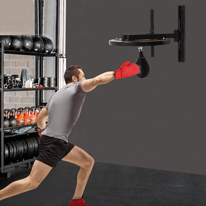 Speed Bag Platform, Heavy Duty Boxing Speed Bag, Adjustable Height Boxing Training Equipment with Punching Ball, Wall-Mounted Boxing Speedbag, Suitable for Home Fitness, Gym, Boxing Enthusiast, Black