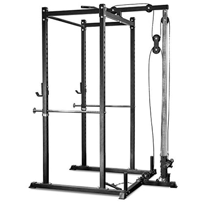 REP Fitness PR-1100 Power Rack Home Gym System, Squat Cage with Attachment Compatibility Multi-Grip Pull Up Bar, Adjustable J Cups, Extended Safeties, 700 lb Capacity, Strength Training Equipment - style: Power Rack + Lat/Row Attachment