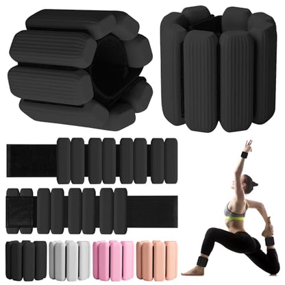 Wrist Weights, 2Pack Adjustable Wearable Wrist Ankle Weights for Women/Men, Silicone Wrist Bangles for Walking, Yoga, Pilates, and Gym, Arm & Leg Workout, 2lb - color: Black