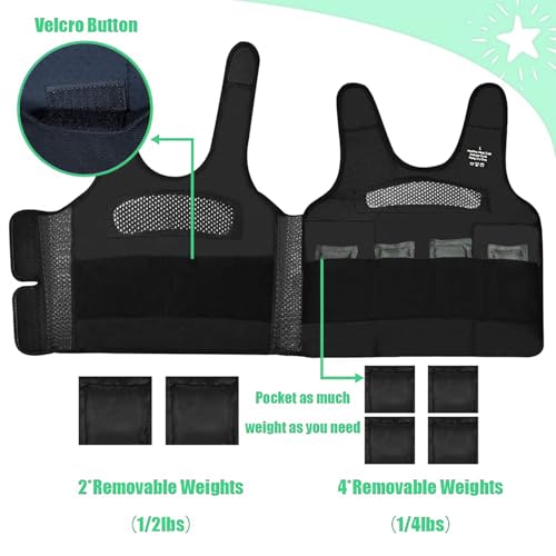 Weighted Vest for Kids Including 6 Removable Weights, (Small, Ages 2 to 5) - color: Green, size: Small
