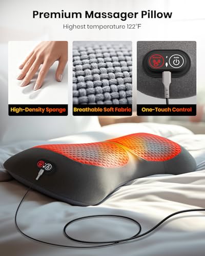 Triple Fusion Back Massager with Stretching, Vibration and Heat, 3-in-1 Electric Lumbar Pillow for Lower Back Tension Relief, Deep Tissue Relaxation Massage for Home, Office, Bed, Sofa, and Car Use