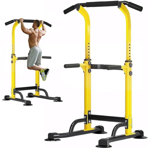 soges Power Tower Pull Up Bar Station, Free Standing Pull Up Rack Dip Station for Home Gym, Height Adjustable Home Strength Training Fitness Workout Equipment