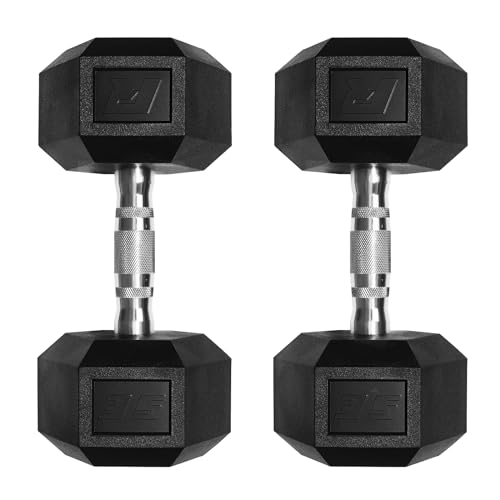 Ritfit 5-650 LBS PVC Encased Hex Dumbbell Sets with Optional Rack for Home Gym, Hand weight with Chrome Handle for Strength Training,Workouts - style: 2X35LBS