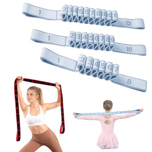 Resistance Bands Set with Numbers, 8/10/12 Loop Stretch Strap 3-Pack, Adjustable Exercise Bands for Yoga, Full Body Workout, Shaping, Stretching and Home Gym Exercise