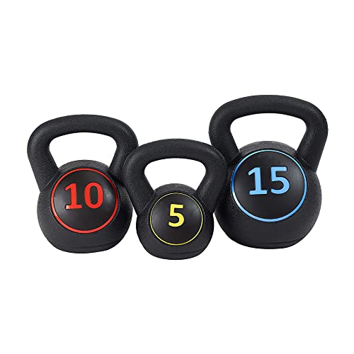 BalanceFrom Kettlebell Sets 30lbs, 45lbs, 50lbs, 75lbs 3 or 4 Piece Strength Training Kettlebells Weight Set, Multiple Sizes - style: 30 lbs Set