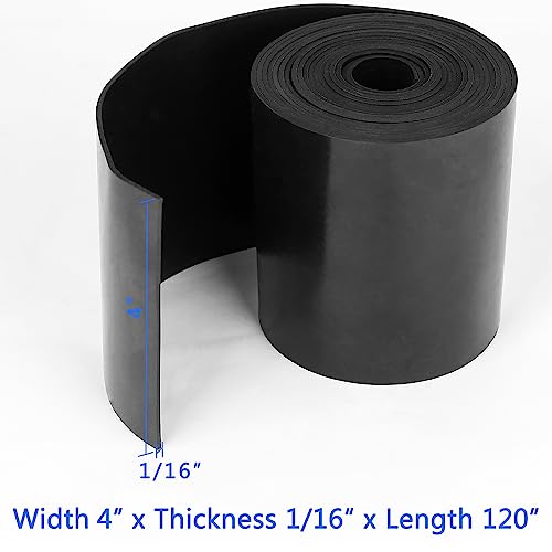 WochiTV Solid Rubber Strips Rolls, 4" Wide x 1/16" Thick x 120" Long Neoprene Rubber Sheets Perfect for DIY Gasket Material, Sealing, Liner, Shield, Padding, Mat - size: 4" W x 120" L, style: 1/16(.062") Thick