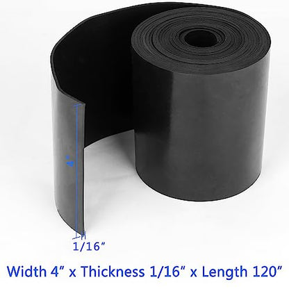 WochiTV Solid Rubber Strips Rolls, 4" Wide x 1/16" Thick x 120" Long Neoprene Rubber Sheets Perfect for DIY Gasket Material, Sealing, Liner, Shield, Padding, Mat - size: 4" W x 120" L, style: 1/16(.062") Thick