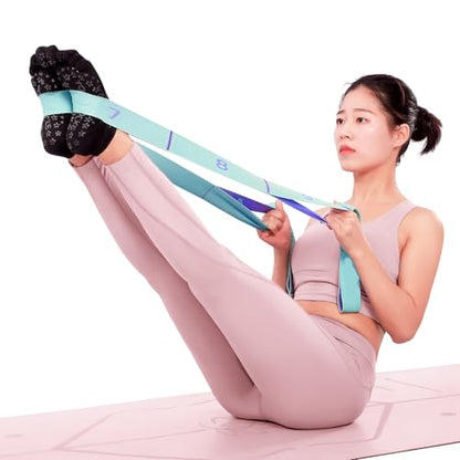 11 Loops Stretch band - Yoga, Pilates, Ballet, and Physical Therapy Stretching strap for Flexibility, Leg Stretching, and Exercise - Durable Stretching equipment for Dance and Fitness