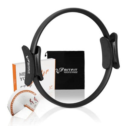 RitFit Pilates Ring Circle - 14 Inch Magic Fitness Circle for Toning Inner & Outer Thighs, Bonus Workout Guide Included - style: Black