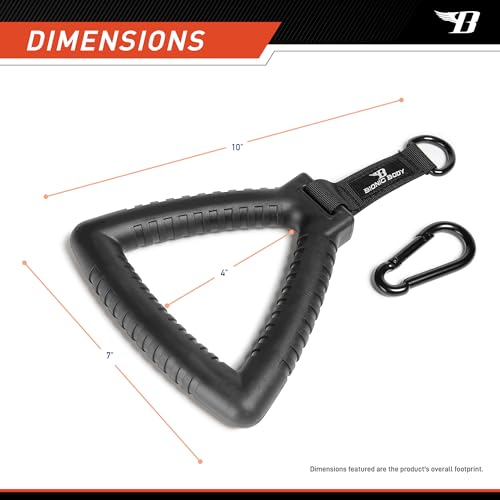 Tri-Grip Single Handle with Carabiner Clip Workout Resistance Tube Accessory BBTG-005, 2.50 x 7.00 x 8.00 inches