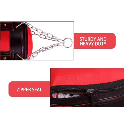 Adult Boxing Punching Bag Set, Unfilled Heavy Training Kick Bag for Muay Thai Hook Kick Sandbag Fight Karate RED 60CM