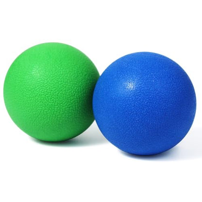 2-Pack Firm Lacrosse Massage Balls- for Deep Tissue, Trigger Point & Myofascial Release Therapy, Relieve Muscle Knots (Green&Blue)