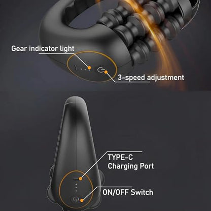Electric Handheld Rolling Massager, Deep Tissue Percussion Massage Roller with 3 Intensity Levels, 270-Min Battery Life for Muscle Relief & Plantar Fasciitis, for Hands Wrists Thighs Calves