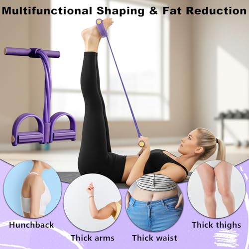 Pedal Resistance Bands with Handles,6 Tube Pedal Ankle Puller,Multifunction Fitness Bands with Figure 8 Resistance Band for Strength Training,Waist,Arm, Leg Slimming, Home Gym Exercise Equipment