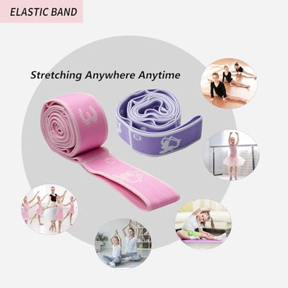 2 PCS Kids Stretching Strap - 8-Loop Adjustable Stretch Bands for Dance, Ballet, Yoga, Gymnastics Workout, Children‘s Fitness Equipment, Stretching Resistance Bands and Home Flexibility Training