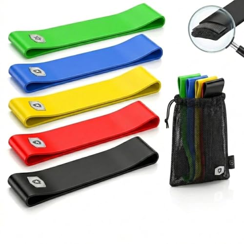 Resistance Bands Set of 5 – Loop Exercise Bands for Working Out, Stretching, Strength Training | Home Gym Equipment for Women & Men | Pilates, Yoga, Physical Therapy, Glute Leg Arm Workout