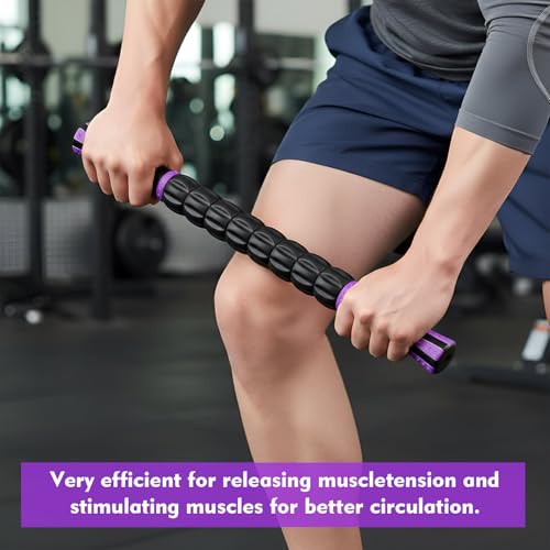Soulchen 10 PCS Muscle Roller Stick Set - Body Massage Stick Reduce Muscle Soreness Tightness Leg Cramps for Athletes Physical Therapy and Recovery, Purple