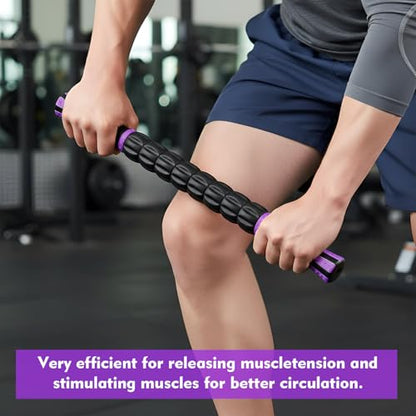 Soulchen 10 PCS Muscle Roller Stick Set - Body Massage Stick Reduce Muscle Soreness Tightness Leg Cramps for Athletes Physical Therapy and Recovery, Purple