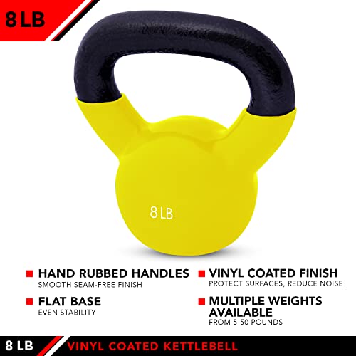 JFIT Kettlebell Weights Vinyl Coated Iron - style: 8lb (Yellow)