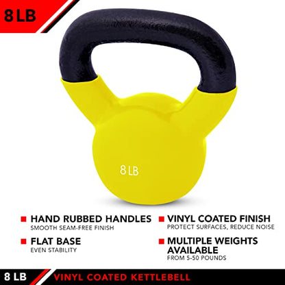 JFIT Kettlebell Weights Vinyl Coated Iron - style: 8lb (Yellow)