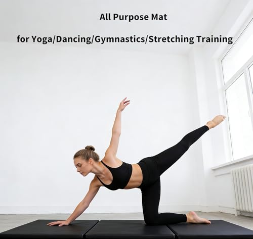 ZENY 2’’ Thick Tri-fold Folding Gym Exercise Mat Extra Thick Gymnastics Mat Tumbling Mat with Carrying Handles for Home Workout, Core Workouts, Stretching, MMA, Yoga