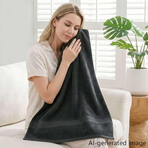 100% Cotton Hand Towel Set of 4, Oversized Ultra Soft Luxury Towels, Thick Plush, Absorbent Heavyweight, Guest Bath, Hotel, Spa, Home Bathroom, Shower,20" x 40" (Dark Grey) - color: Dark Grey