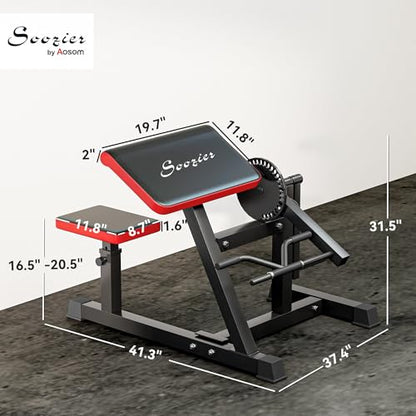 Soozier 2-in-1 Bicep Preacher Curl Bench with Adjustable Seat and Elbow Cushion, Plate Loaded Curl Machine & Tricep Extension Machine for Home Gym Workout