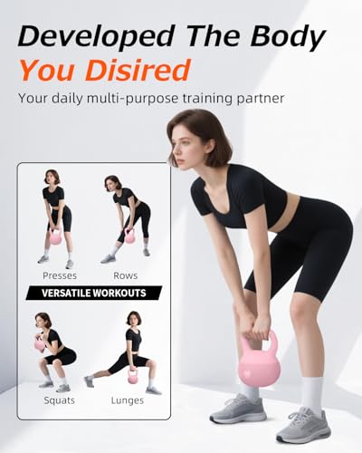 Soft Kettlebell, Safe Strength Training Kettle bell, Cushioned Impact-Resistant Base and Anti-Slip Grip Weight, Kettlebells Set for Home Workouts and Men/Women/Beginners,With Non-slip Gloves - color: Pink