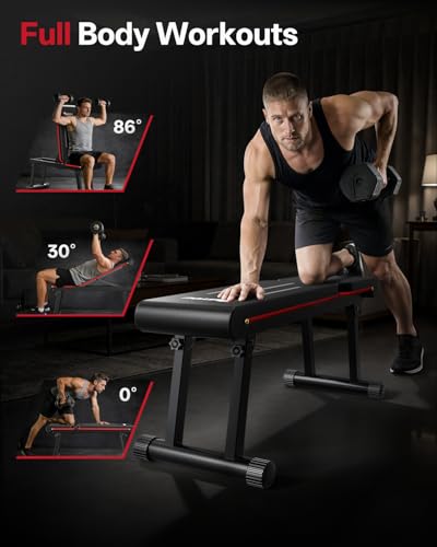 PASYOU Adjustable Weight Bench, 660LB Capacity Foldable Workout Bench, Incline Flat Bench Press for Home Gym, Dual-Frame Strength Training Bench, No Assembly Required, Wider Seat - color: Black