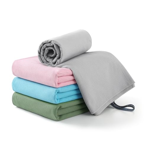REDKISS Oversized Beach Towels, 4 Pack Microfiber Towel Set for Adults, Lightweight, Quick Dry, Absorbent & Sand Proof, 62x31 Inch, Pool Towels – Multi Color - color: Pink+blue+green+gray