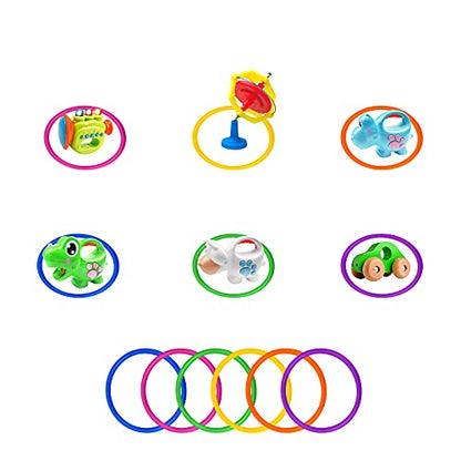 24 Pcs Multicolor Plastic Toss Rings Ring Toss Game Carnival Rings for Speed and Agility Practice Games, Garden Backyard Outdoor Games, Bridal Shower Game, Game Booth (3.94 Inch)