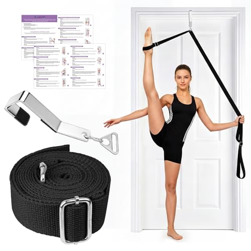 Stretching Strap with Door Anchor | Leg Stretcher for Splits, Flexibility & Physical Therapy | Dance Equipment | Home Use for Ballet, Yoga, Dance, Cheerleading, Gymnastics (All Levels)