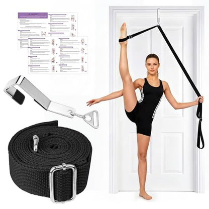 Stretching Strap with Door Anchor | Leg Stretcher for Splits, Flexibility & Physical Therapy | Dance Equipment | Home Use for Ballet, Yoga, Dance, Cheerleading, Gymnastics (All Levels)