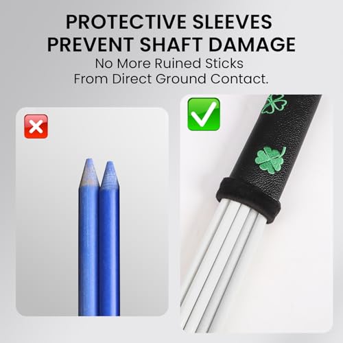 FINGER TEN Golf Alignment Sticks 43 Inch 5 Pack with Leather Stick Cover, Training Rods for Swing Alignment, Stance Setup, Accurate Aiming & Effective Golf Practice - color: 5 Pack in White