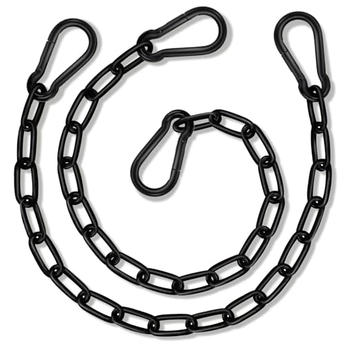 2 Pack Hanging Swing Chain with 4 Carabiners 25in, 660LB Capacity Heavy Duty Hammock Hardware Kit for Punching Bags, Swing Chairs, Indoor & Outdoor Gym (Black) - color: Black, size: 25in×2pcs