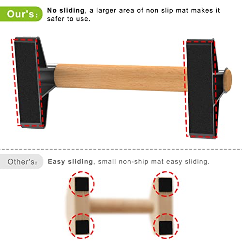 SELEWARE Wood Push Up Bars Steel Calisthenic Parallette Bars Handstand Bars - color: A: Wood Grip (15.7"L x 4"H)
