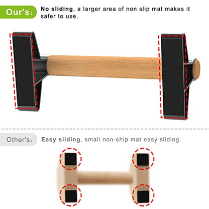 SELEWARE Wood Push Up Bars Steel Calisthenic Parallette Bars Handstand Bars - color: A: Wood Grip (15.7"L x 4"H)