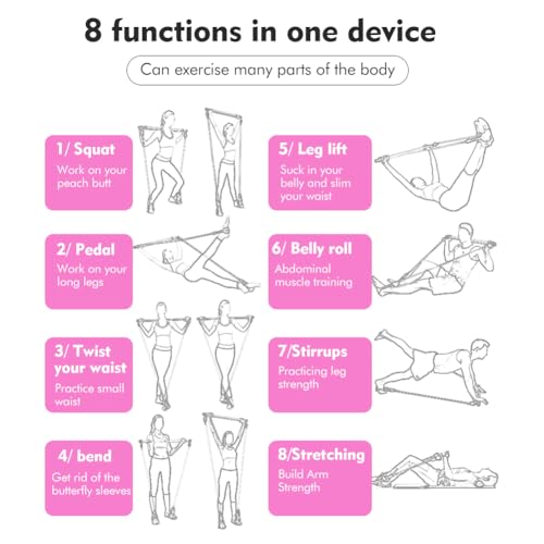 Pilates Bar Kit with Resistance Bands, at Home Workout Equipment Resistance Bands, Multifunctional Pilates Bar for Women & Men Gym Yoga Fitness Strength Training