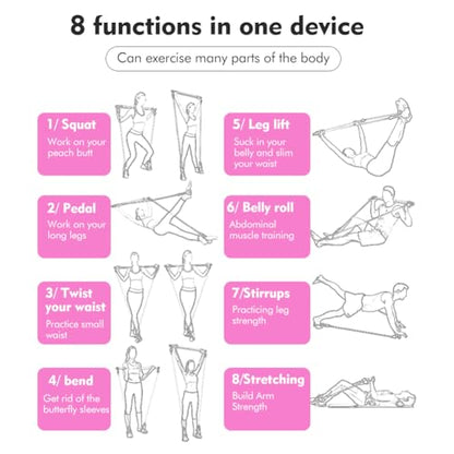 Pilates Bar Kit with Resistance Bands, at Home Workout Equipment Resistance Bands, Multifunctional Pilates Bar for Women & Men Gym Yoga Fitness Strength Training
