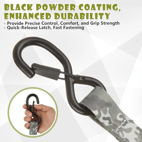 4 Pcs 1 Inch Ratchet Straps Heavy Duty 16ft Tie Down Straps Ratchet with Hooks, 2645 LBS Break Strength, Cargo Ratcheting Straps for Motorcycle Straps Tie Downs, Trucks, Camo - color: Camo