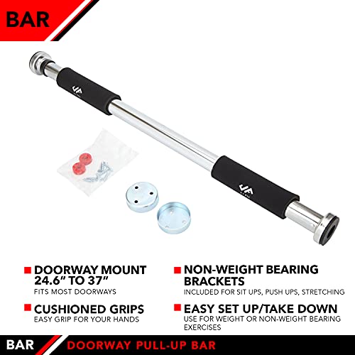 JFIT Deluxe Multi Exercise Doorway Pull-Up Bar with Comfort Grips, 40-Inch - style: Pull Up/Chin Up Bar
