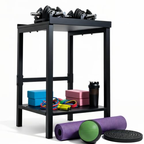 Commercial Heavy Duty Adjustable Dumbbell Stand & Kettlebell Stand, Adjustable Dumbbell Weight Rack, Kettlebell Storage Rack, Weight Rack for Garage/Home Gym/Commercial with Non-Slip Base, Anti-Tip Safety & Space-Saving Design, Weight Capacity 500/600/800