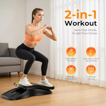 OWLSKY Balance Board with Resistance Bands, Portable Rock Stepper Featuring LCD Monitor, 330 lbs Capacity Ski Machine for Full Body Workout