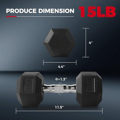 RitFit Rubber Coated Hex Dumbbell Set with Rack, 5-780LB for Home Gym Strength Training, Anti-Slip Knurled Handle, Hexagon Anti-Roll, Heavy-Duty Storage Rack